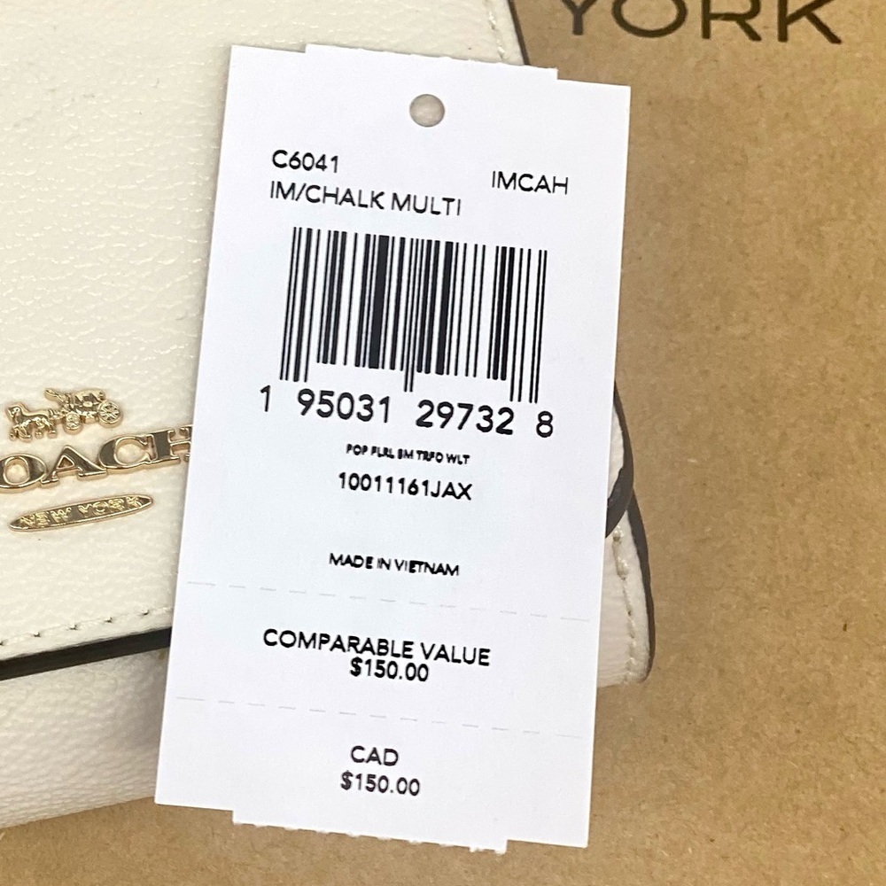 Coach White Floral Small Trifold Wallet - Picture 10 of 10